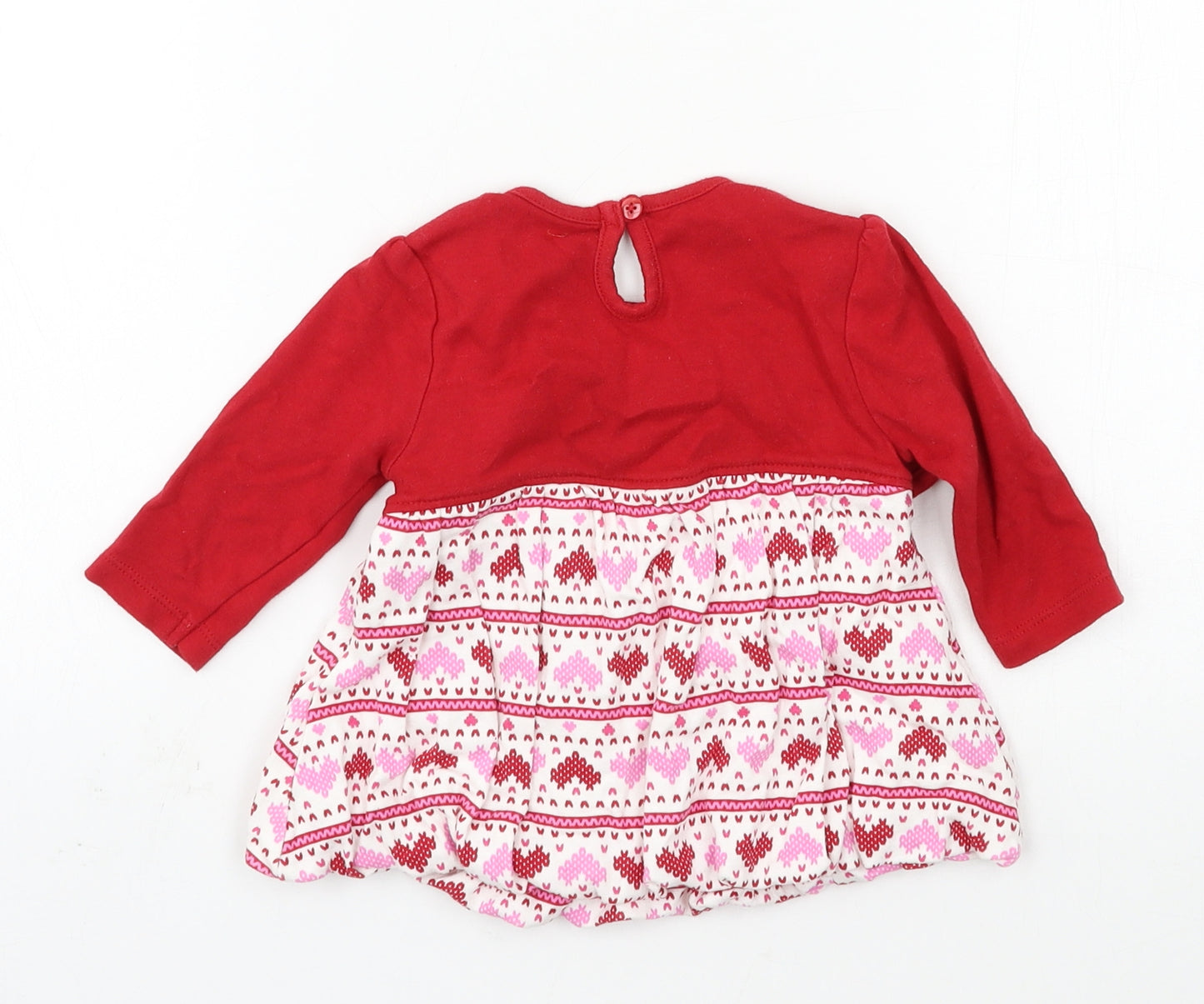 George Girls Red Geometric Jersey Basic T-Shirt Size 0-3 Months