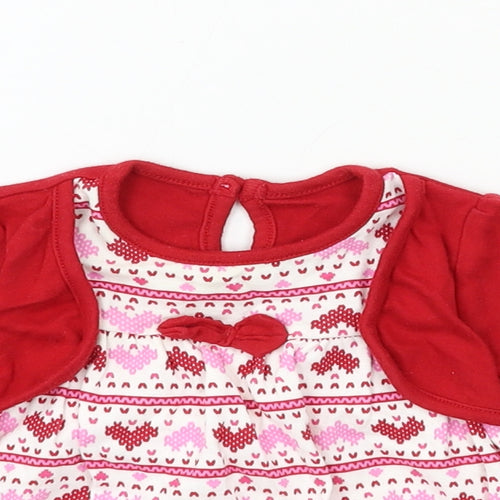 George Girls Red Geometric Jersey Basic T-Shirt Size 0-3 Months