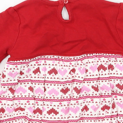 George Girls Red Geometric Jersey Basic T-Shirt Size 0-3 Months