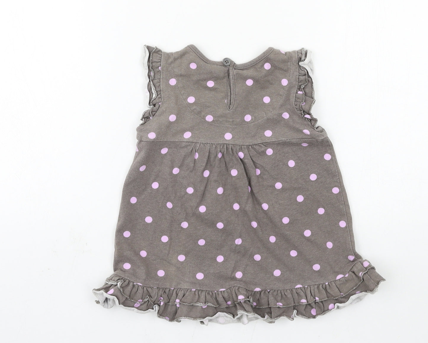 TU Girls Grey Polka Dot Jersey A-Line  Size 18-24 Months  - rabbit