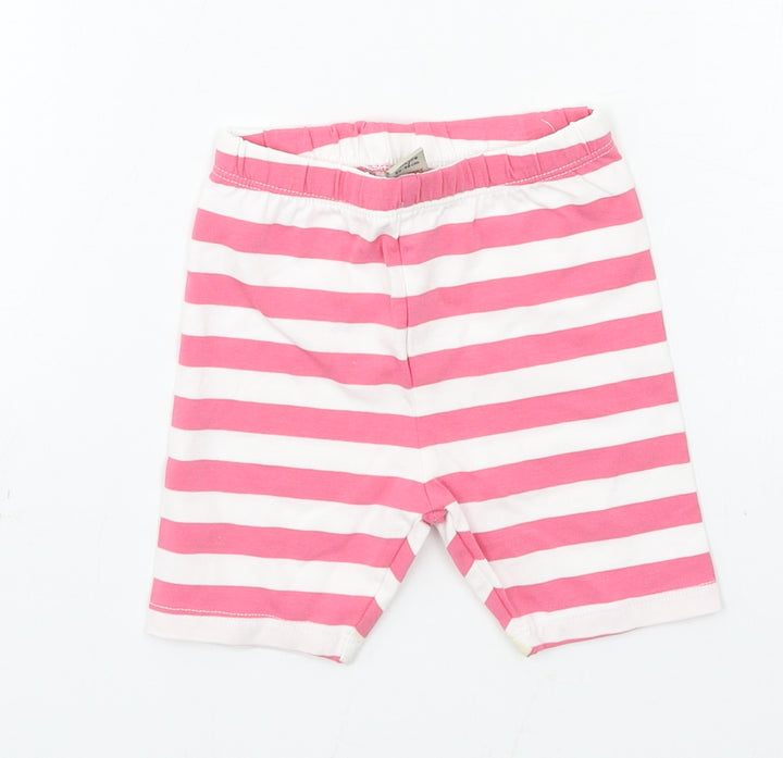 TU Girls Pink Striped Jersey Rain Trousers Trousers Size 12-18 Months