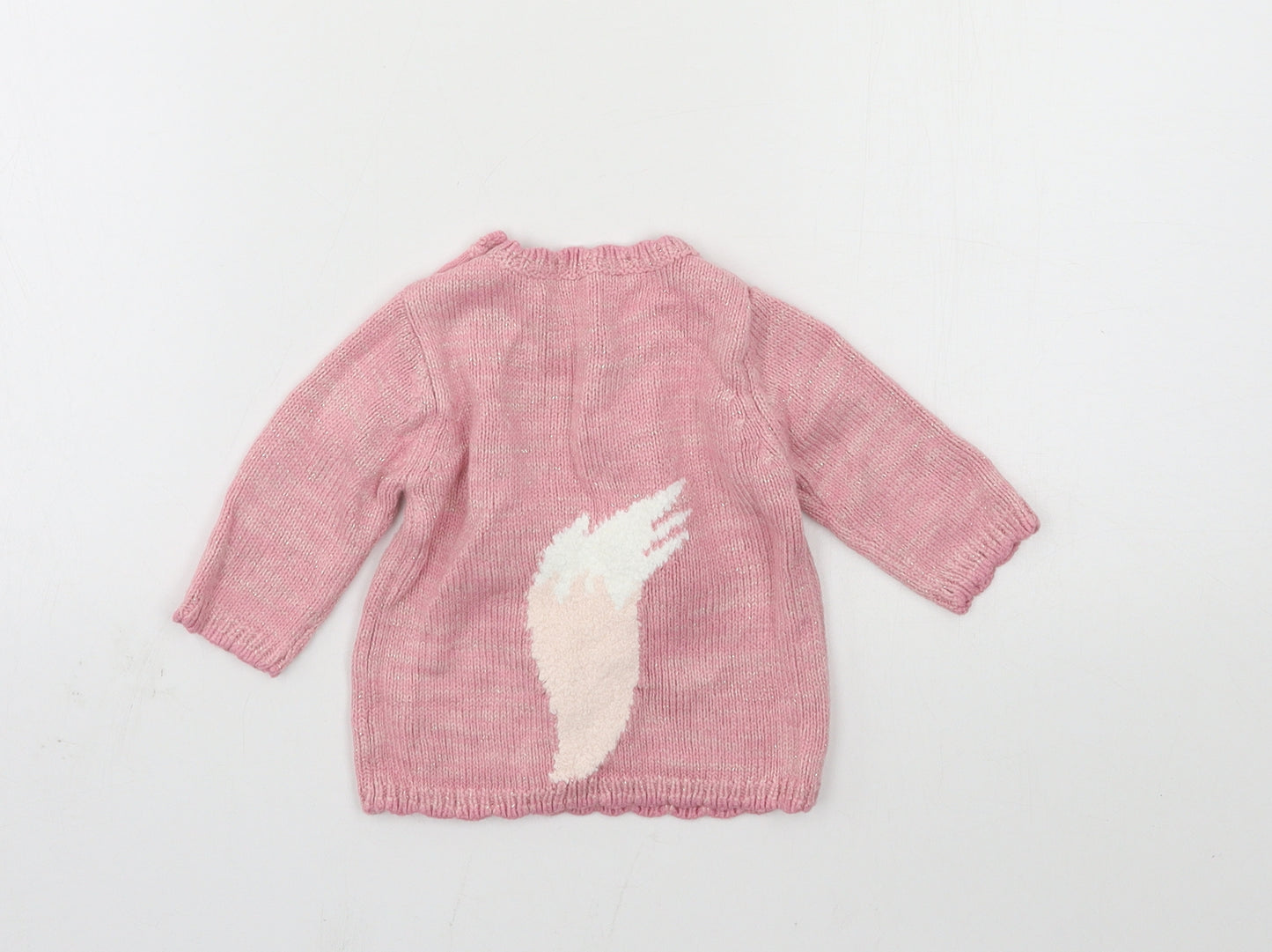 George Girls Pink  Knit Pullover Jumper Size 0-3 Months  - fox