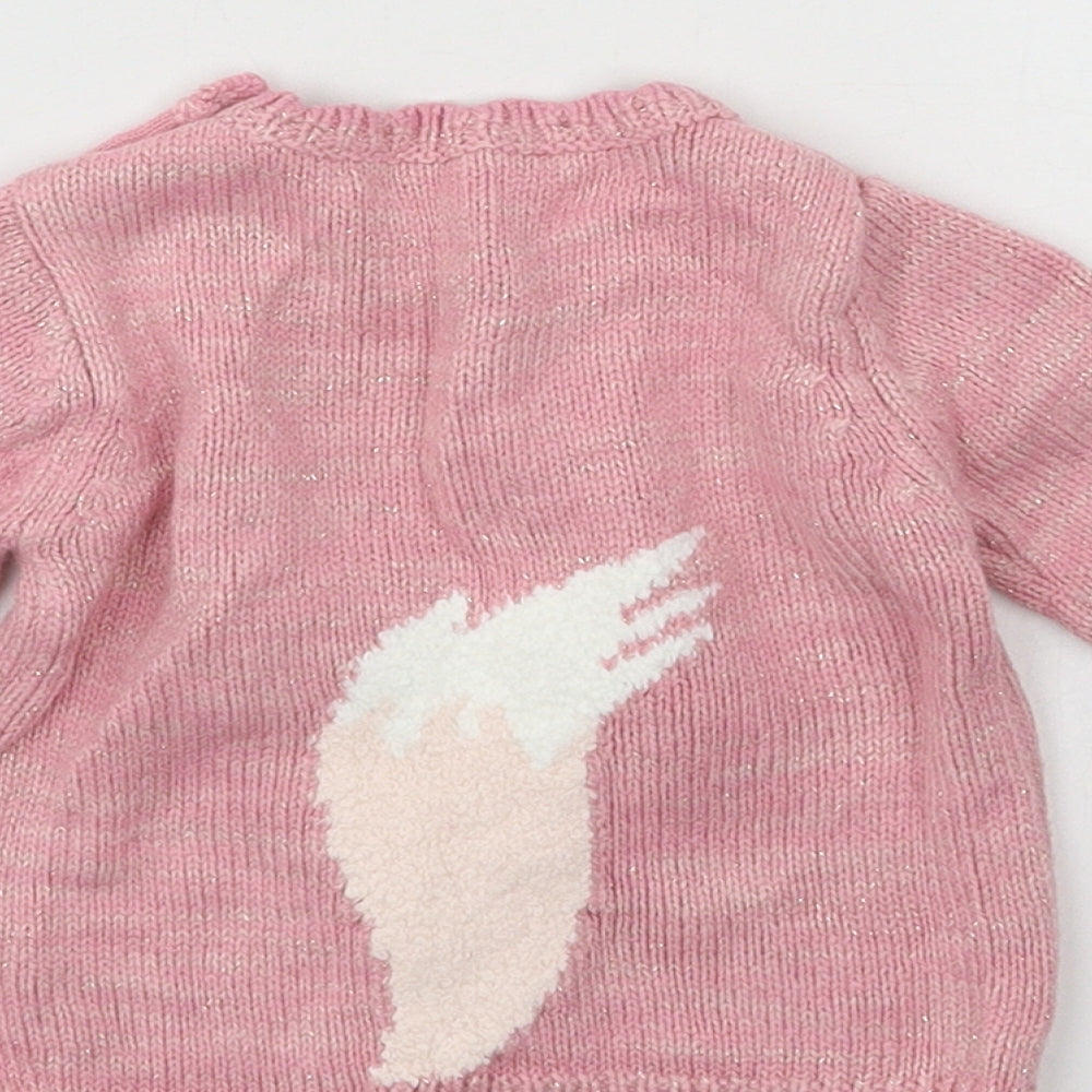 George Girls Pink  Knit Pullover Jumper Size 0-3 Months  - fox