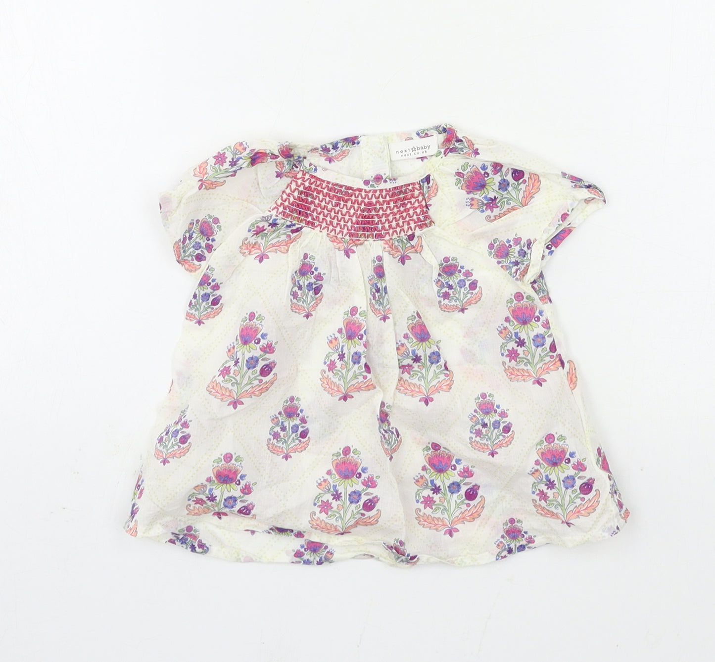 NEXT Girls Ivory Geometric Rayon Basic T-Shirt Size 3-6 Months