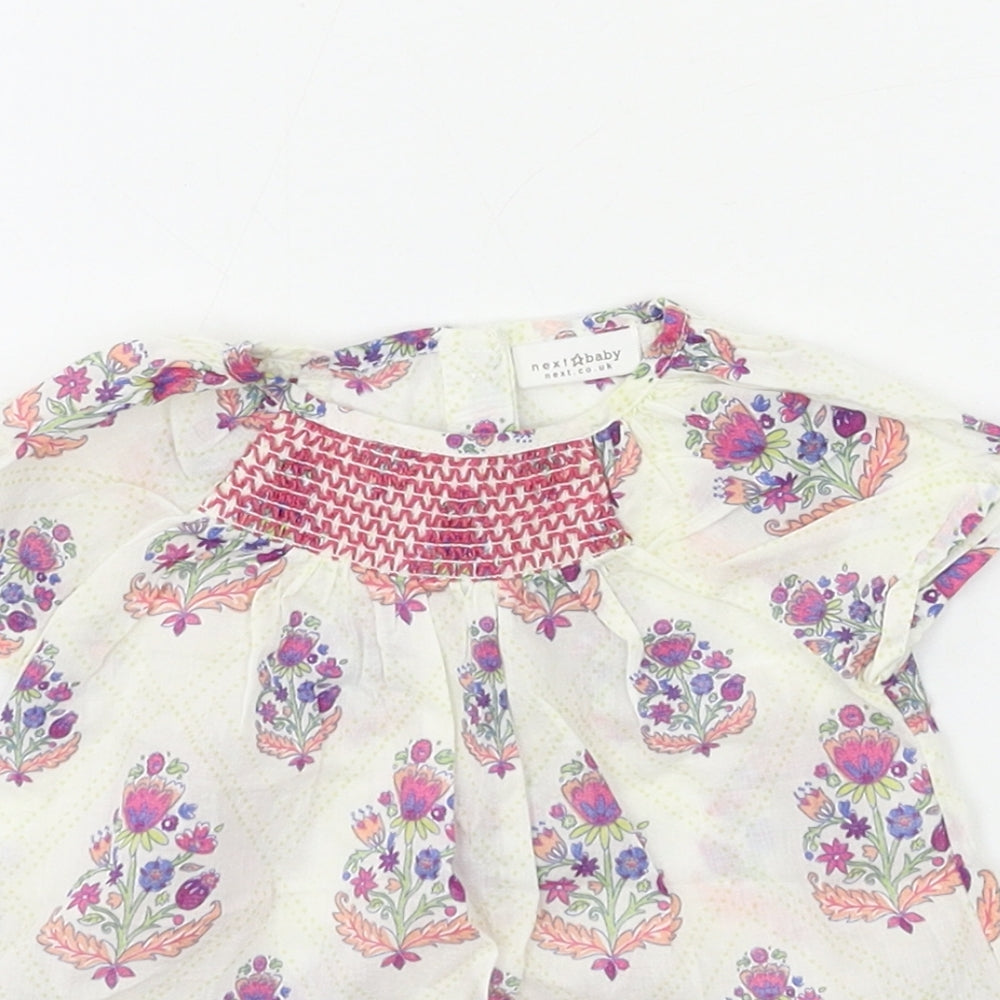 NEXT Girls Ivory Geometric Rayon Basic T-Shirt Size 3-6 Months