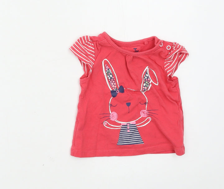 TU Girls Pink  Jersey Basic T-Shirt Size 3-6 Months  - Rabbit