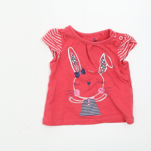 TU Girls Pink  Jersey Basic T-Shirt Size 3-6 Months  - Rabbit