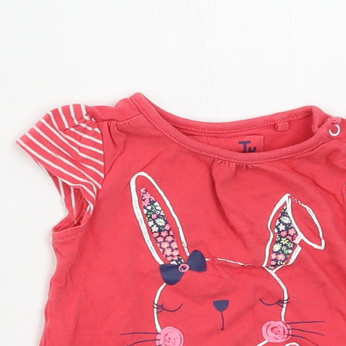 TU Girls Pink  Jersey Basic T-Shirt Size 3-6 Months  - Rabbit