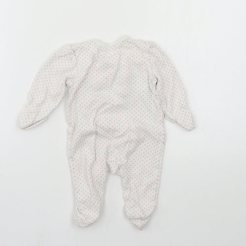 George Girls White Polka Dot Jersey Babygrow One-Piece Size 3-6 Months  - butterflies