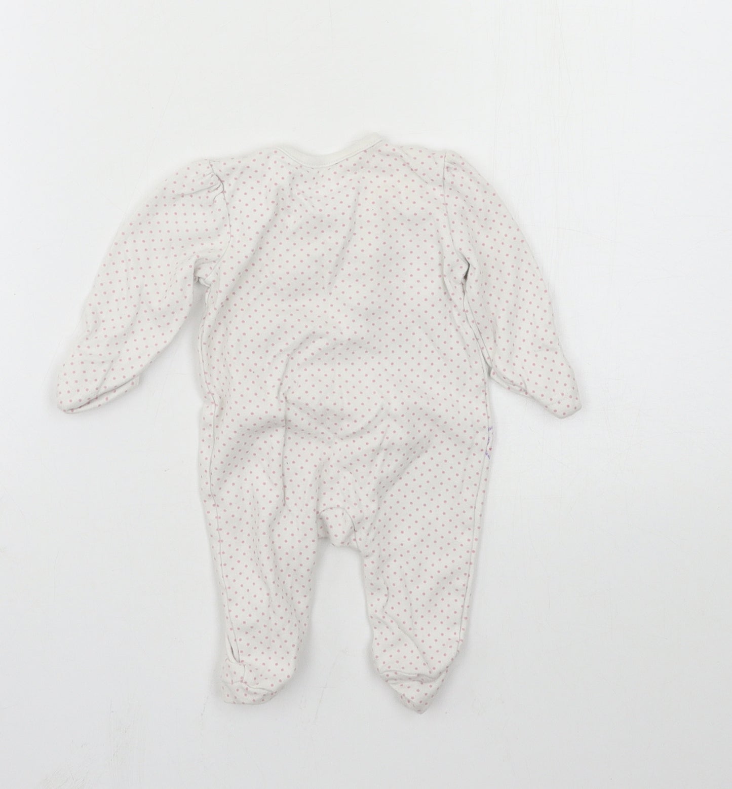 George Girls White Polka Dot Jersey Babygrow One-Piece Size 3-6 Months  - butterflies