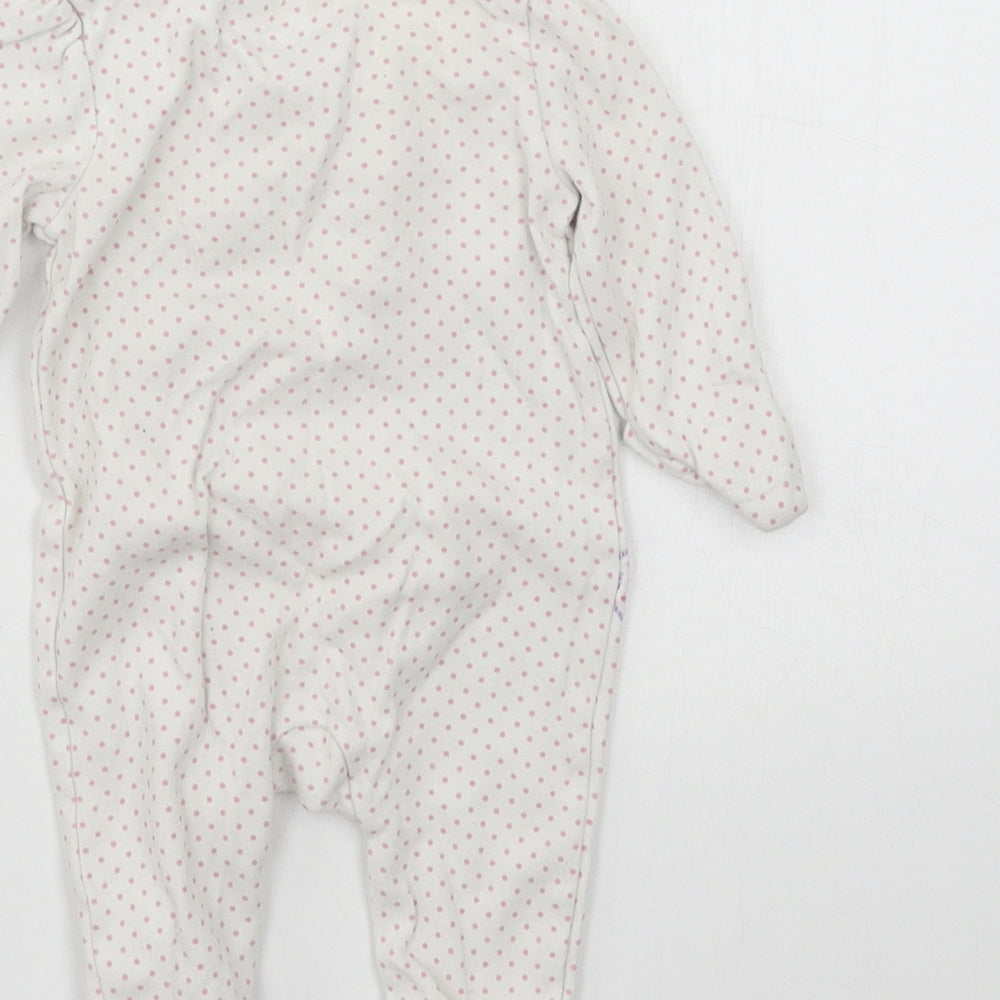 George Girls White Polka Dot Jersey Babygrow One-Piece Size 3-6 Months  - butterflies
