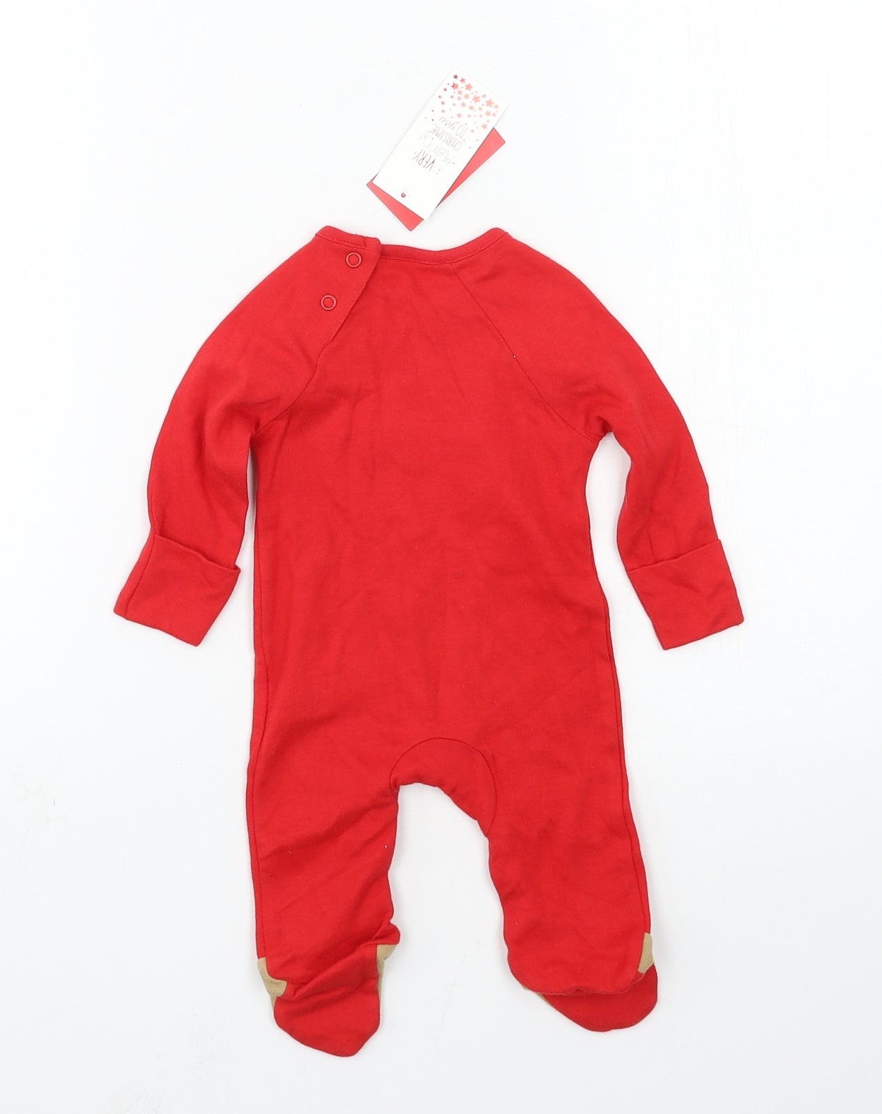 F&F Boys Red Geometric Jersey Babygrow One-Piece Size Newborn  - Rudolph