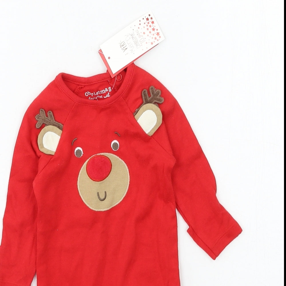 F&F Boys Red Geometric Jersey Babygrow One-Piece Size Newborn  - Rudolph