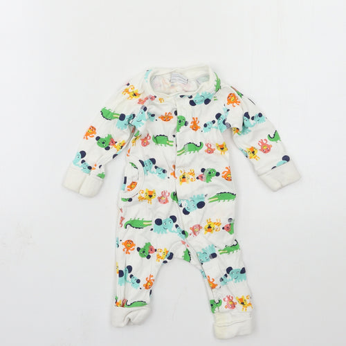 Polarn O. Pyret Boys White Geometric Jersey Babygrow One-Piece Size 0-3 Months  - Crocodile