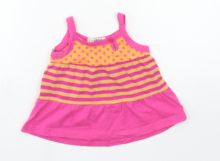 George Girls Multicoloured Striped Jersey Basic T-Shirt Size 9-12 Months