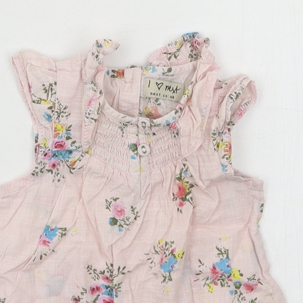 NEXT Girls Pink Floral  Basic T-Shirt Size 3-6 Months