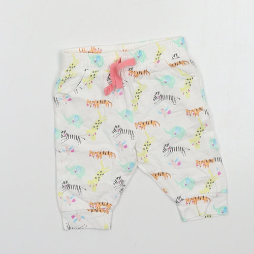 F&F Baby White Geometric Jersey Jogger Trousers Size 0-3 Months