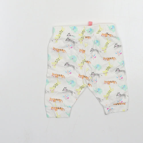 F&F Baby White Geometric Jersey Jogger Trousers Size 0-3 Months