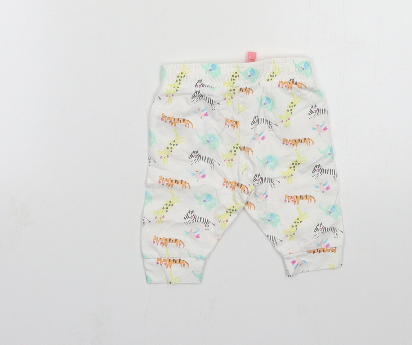 F&F Baby White Geometric Jersey Jogger Trousers Size 0-3 Months
