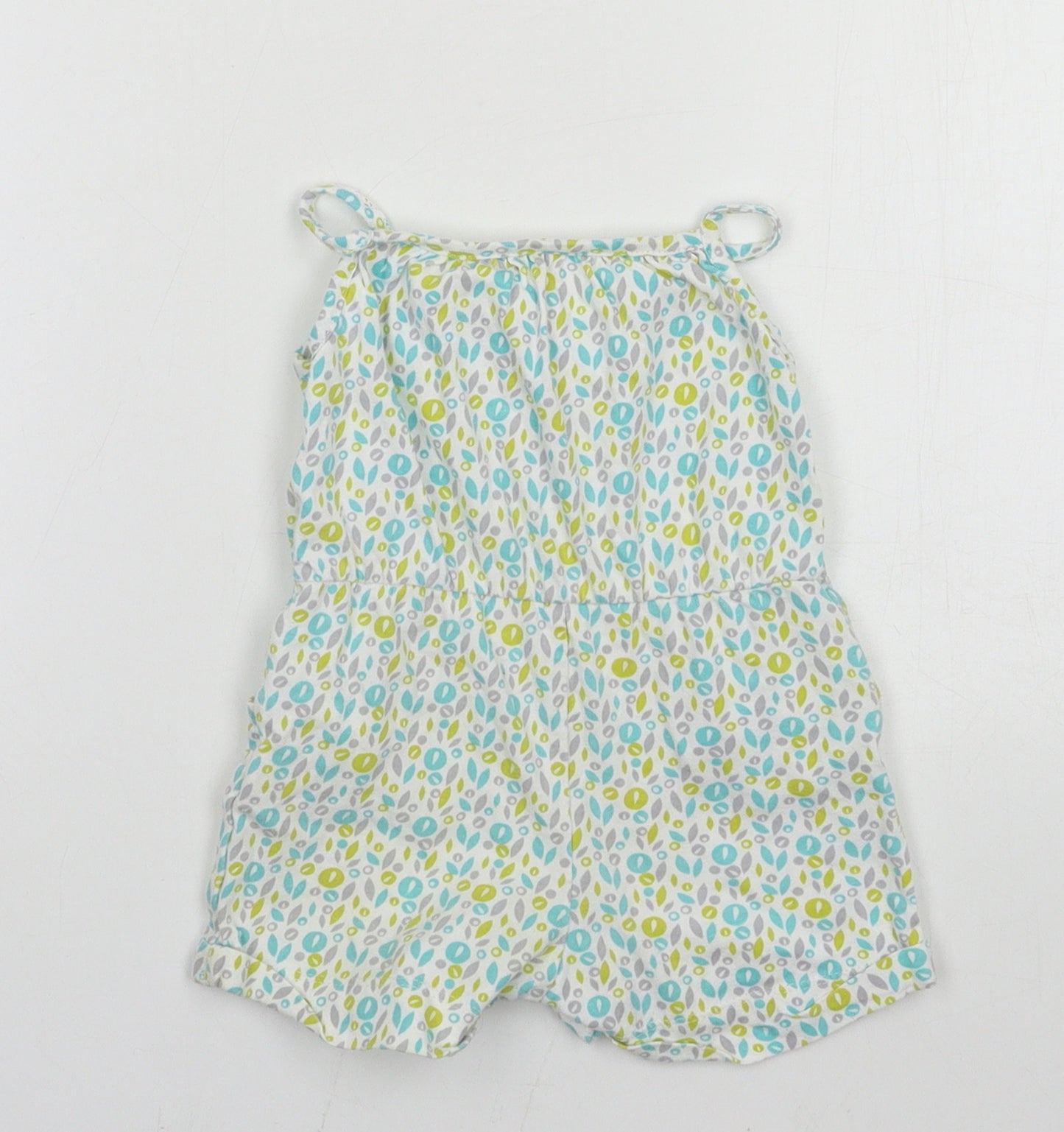 F&F Girls White Polka Dot Jersey Romper One-Piece Size 3-6 Months