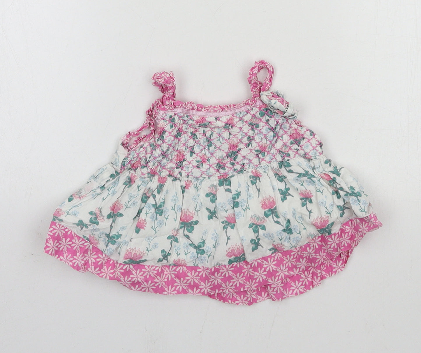 Monsoon Girls Pink Floral  Basic Tank Size 6-9 Months