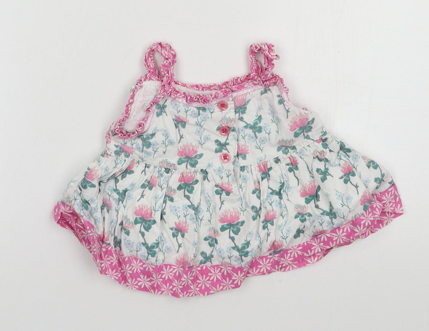 Monsoon Girls Pink Floral  Basic Tank Size 6-9 Months