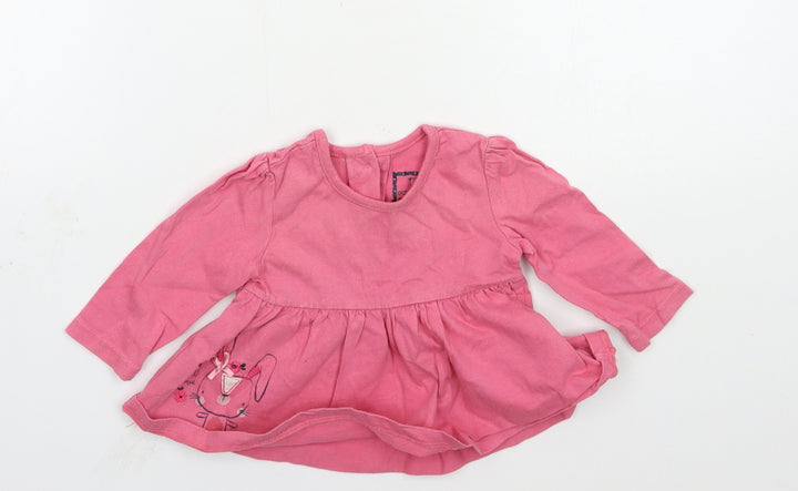 Earlydays Girls Pink Geometric Jersey Basic T-Shirt Size 3-6 Months - Rabbit