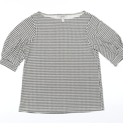 H&M Womens Black Houndstooth  Basic T-Shirt Size XS
