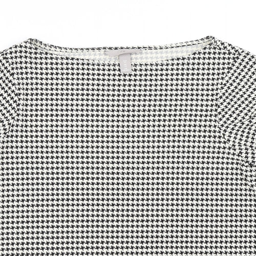 H&M Womens Black Houndstooth  Basic T-Shirt Size XS
