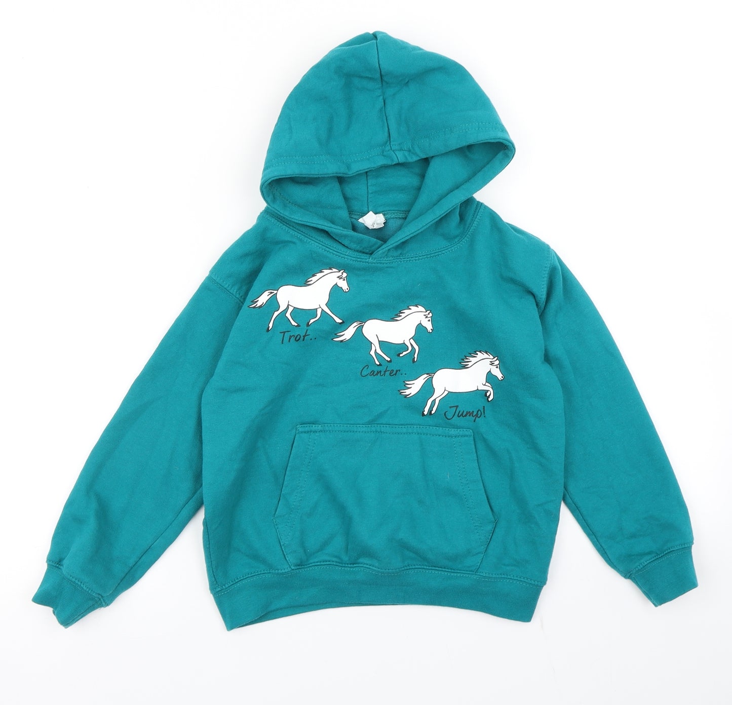 Just Hoods Girls Blue   Pullover Hoodie Size 5-6 Years  - Horses