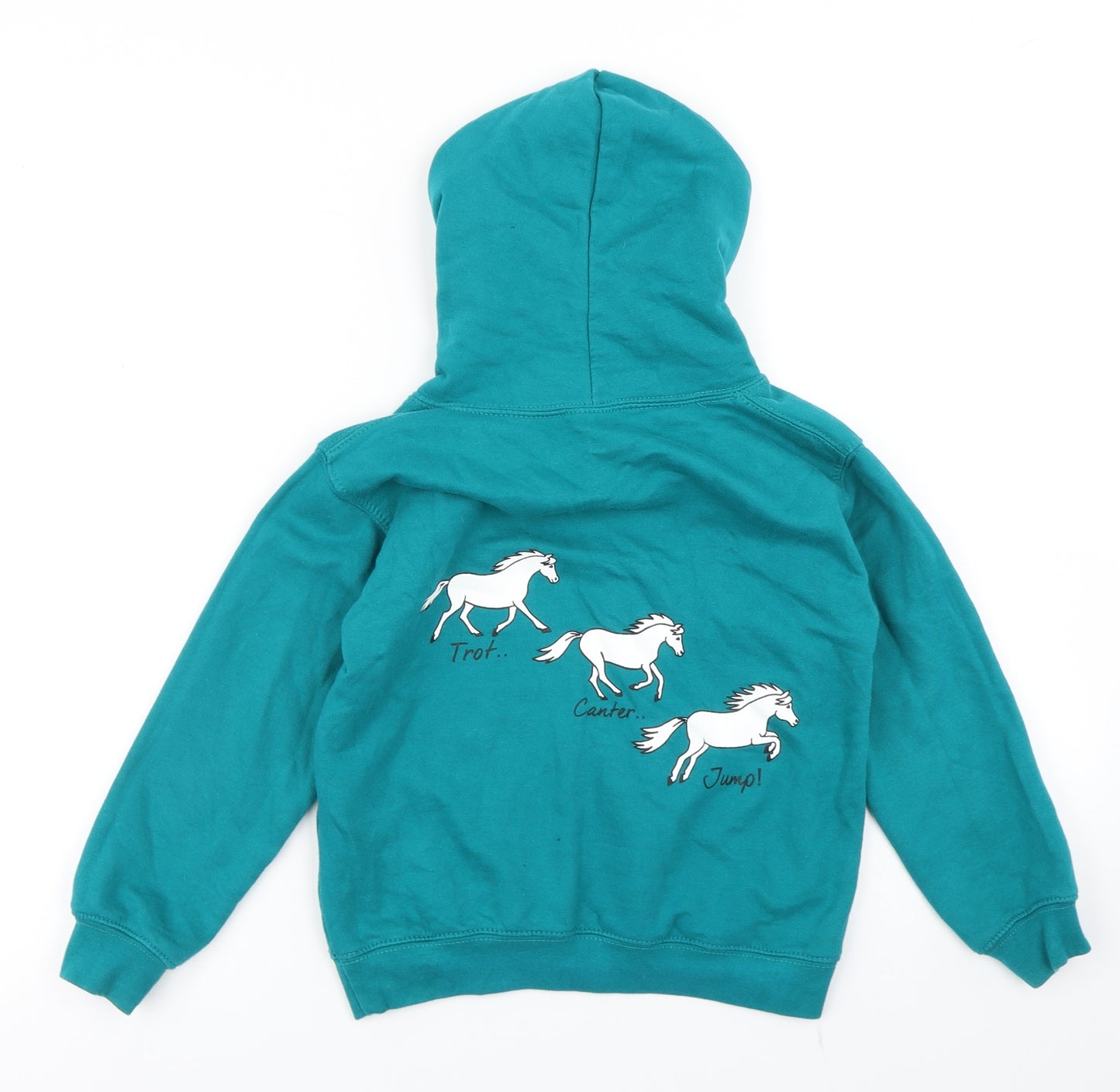 Just Hoods Girls Blue   Pullover Hoodie Size 5-6 Years  - Horses