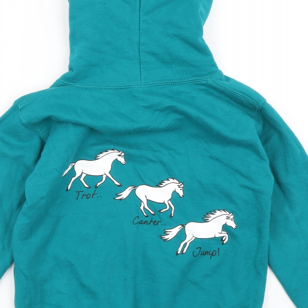 Just Hoods Girls Blue   Pullover Hoodie Size 5-6 Years  - Horses
