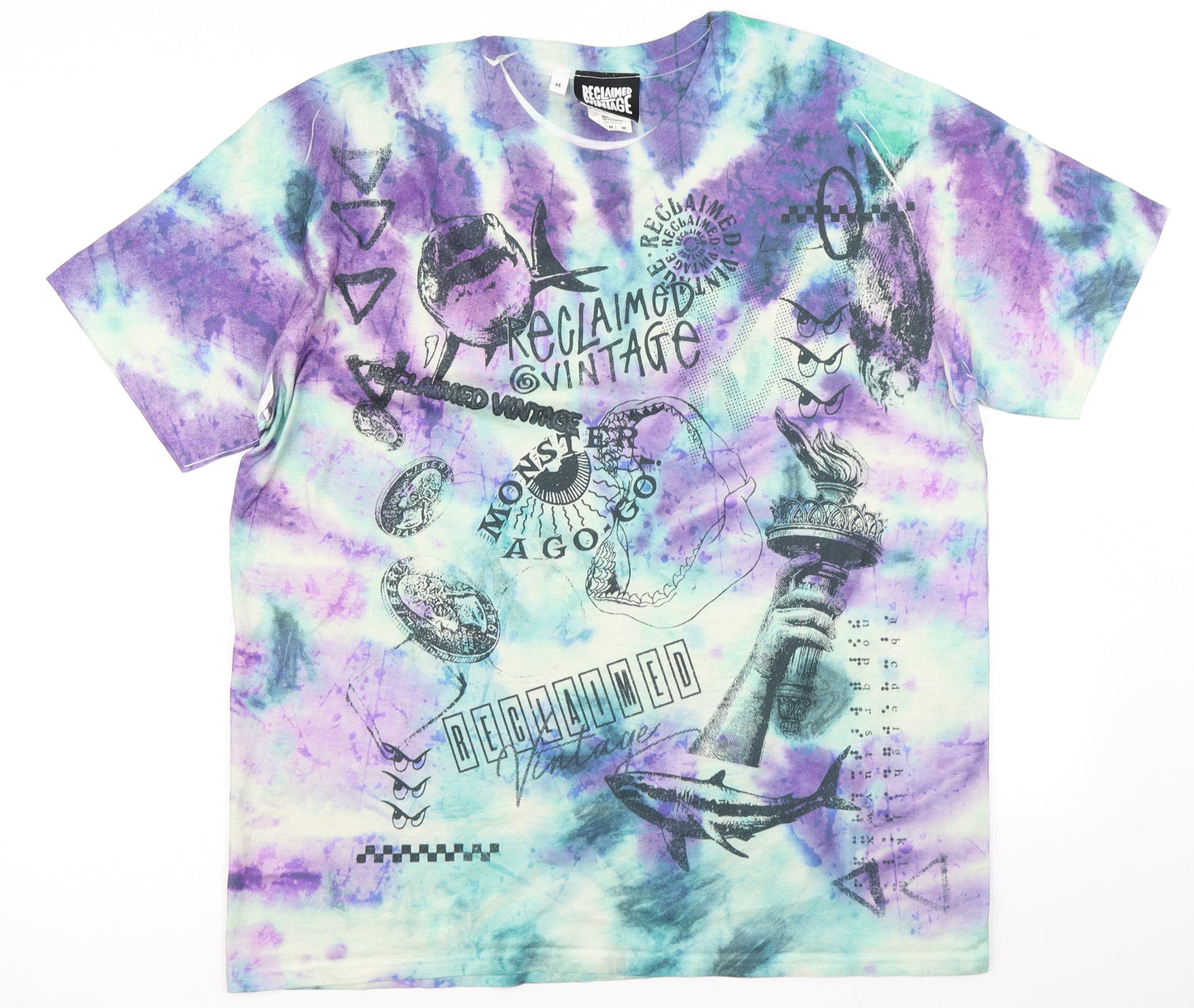 Reclaimed Vintage Mens Purple    T-Shirt Size M  - Tie Dye