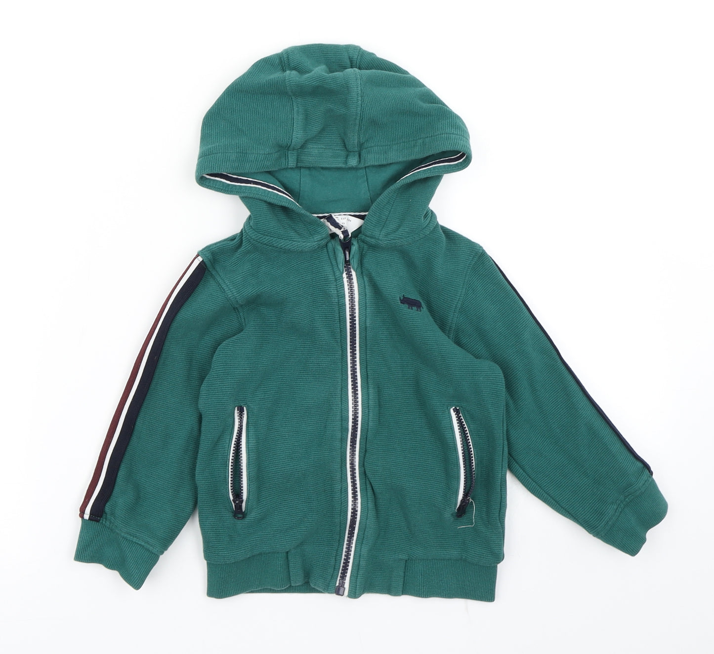 M&S Boys Green   Full Zip Hoodie Size 2-3 Years