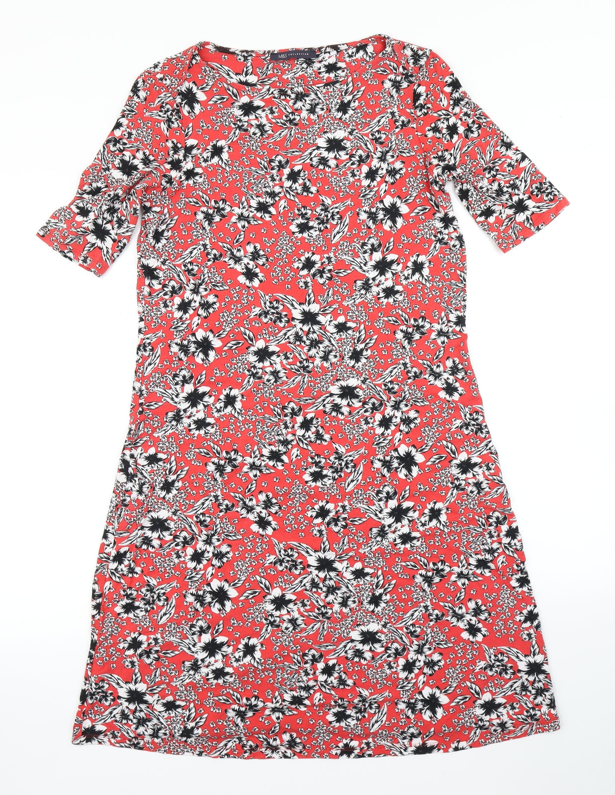 M&S Collection Womens Red Floral  Fit & Flare  Size 10