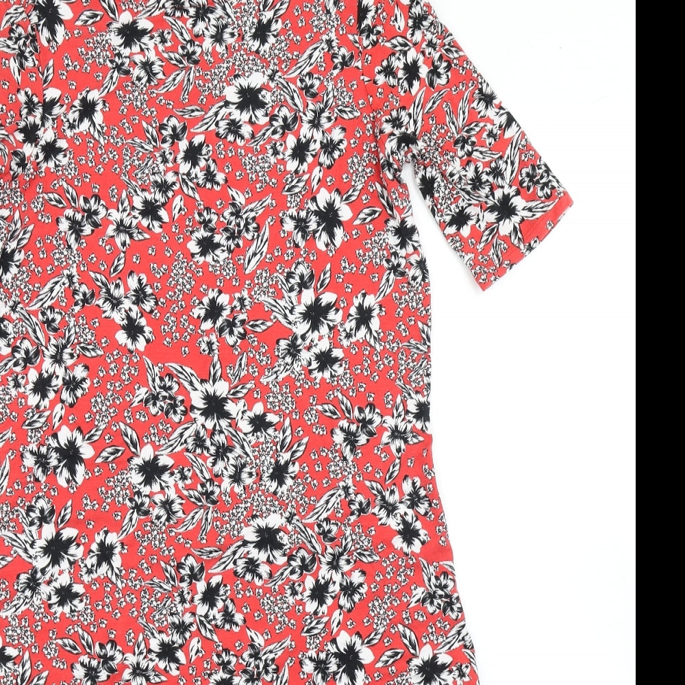 M&S Collection Womens Red Floral  Fit & Flare  Size 10