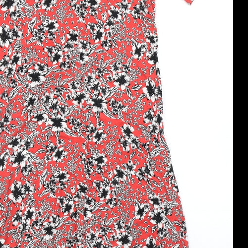 M&S Collection Womens Red Floral  Fit & Flare  Size 10