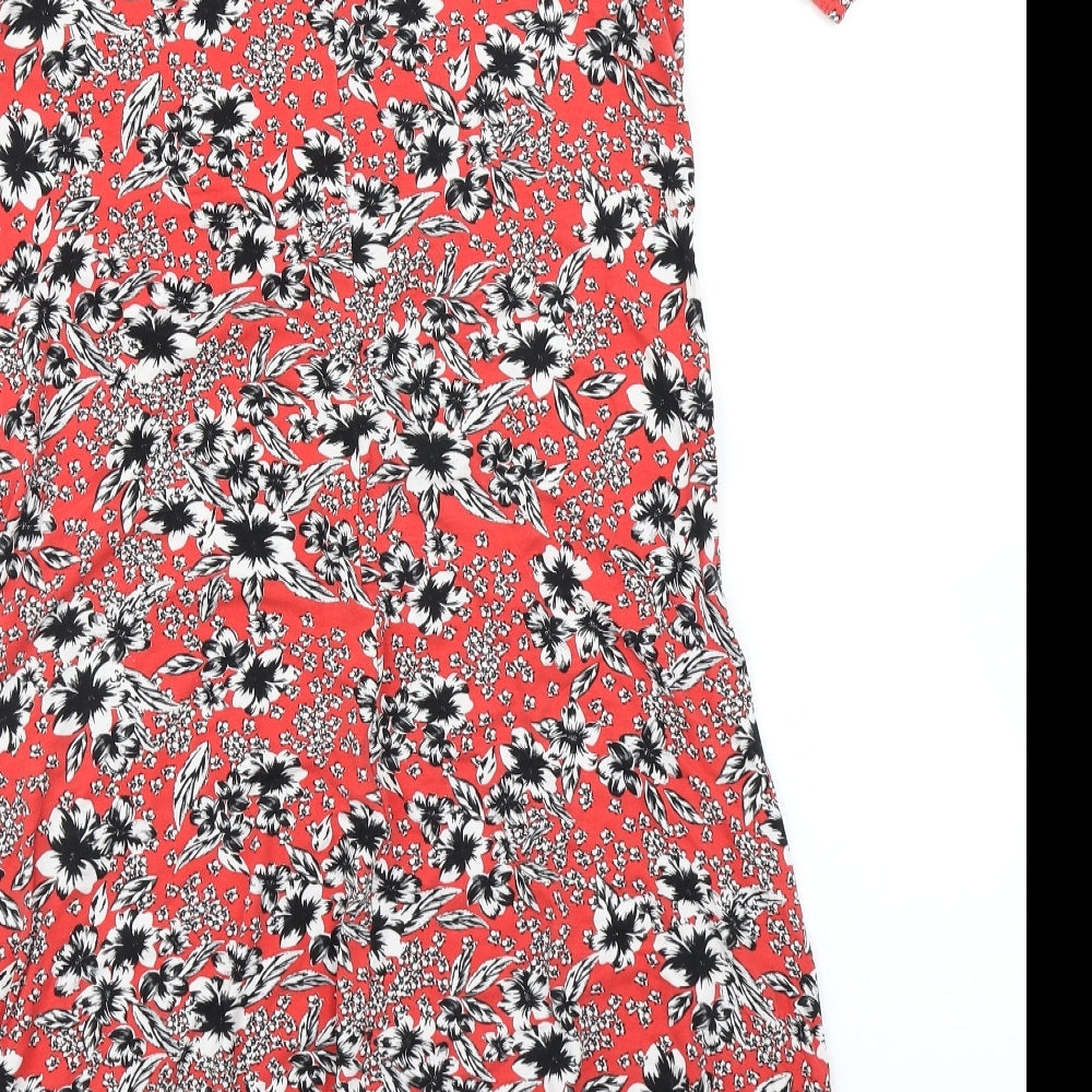 M&S Collection Womens Red Floral  Fit & Flare  Size 10