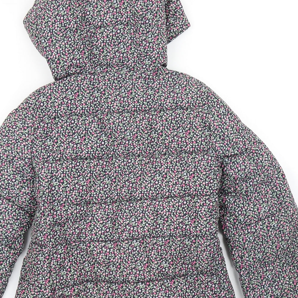 Gap Girls Black Floral  Puffer Jacket Coat Size 8-9 Years