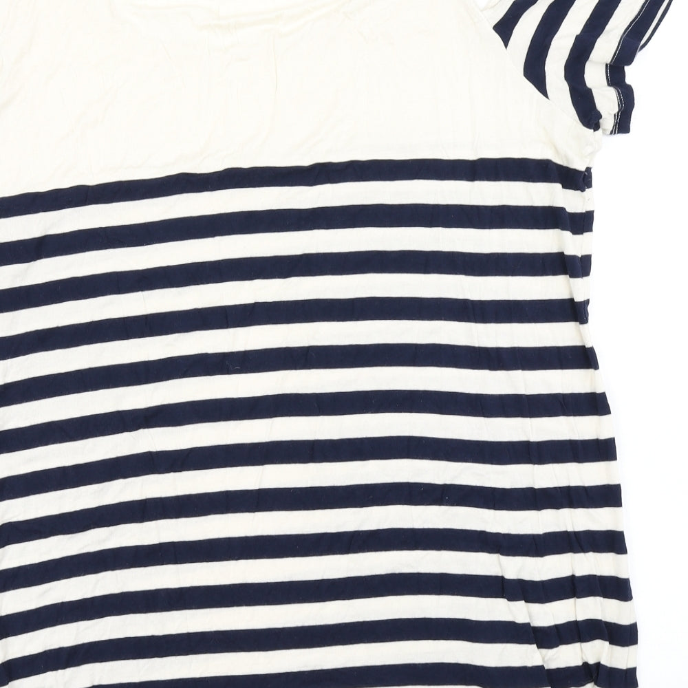 So Fabulous Womens Blue Striped  Basic T-Shirt Size 22  - Cold shoulder