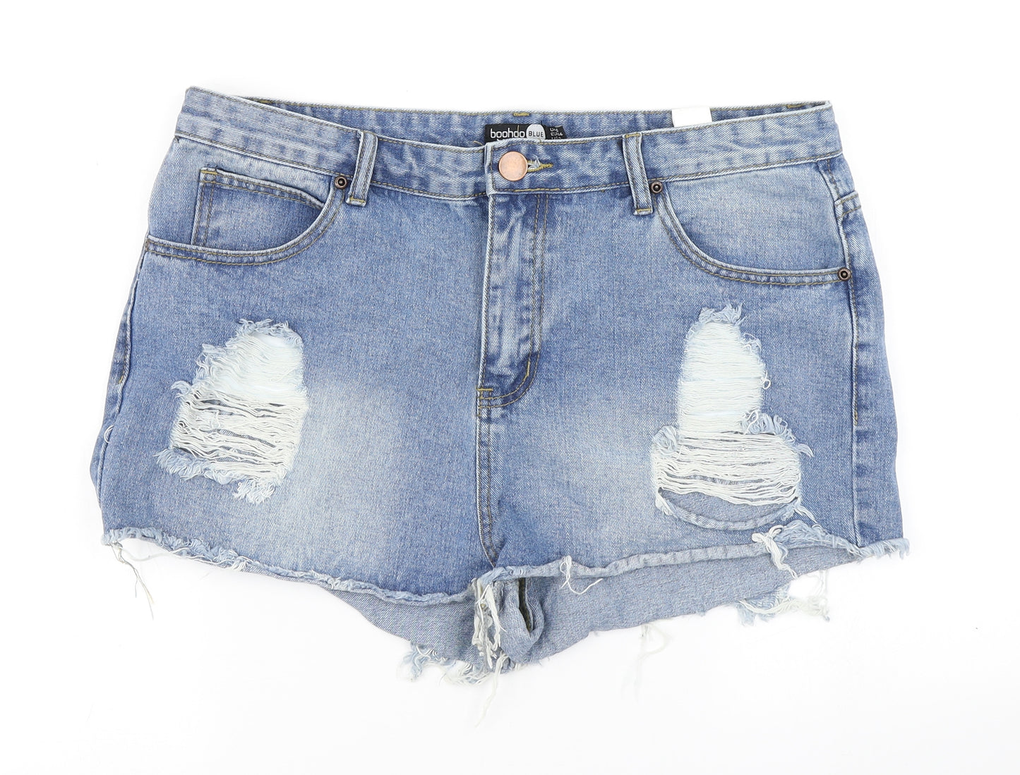 Boohoo Womens Blue  Denim Hot Pants Shorts Size 16
