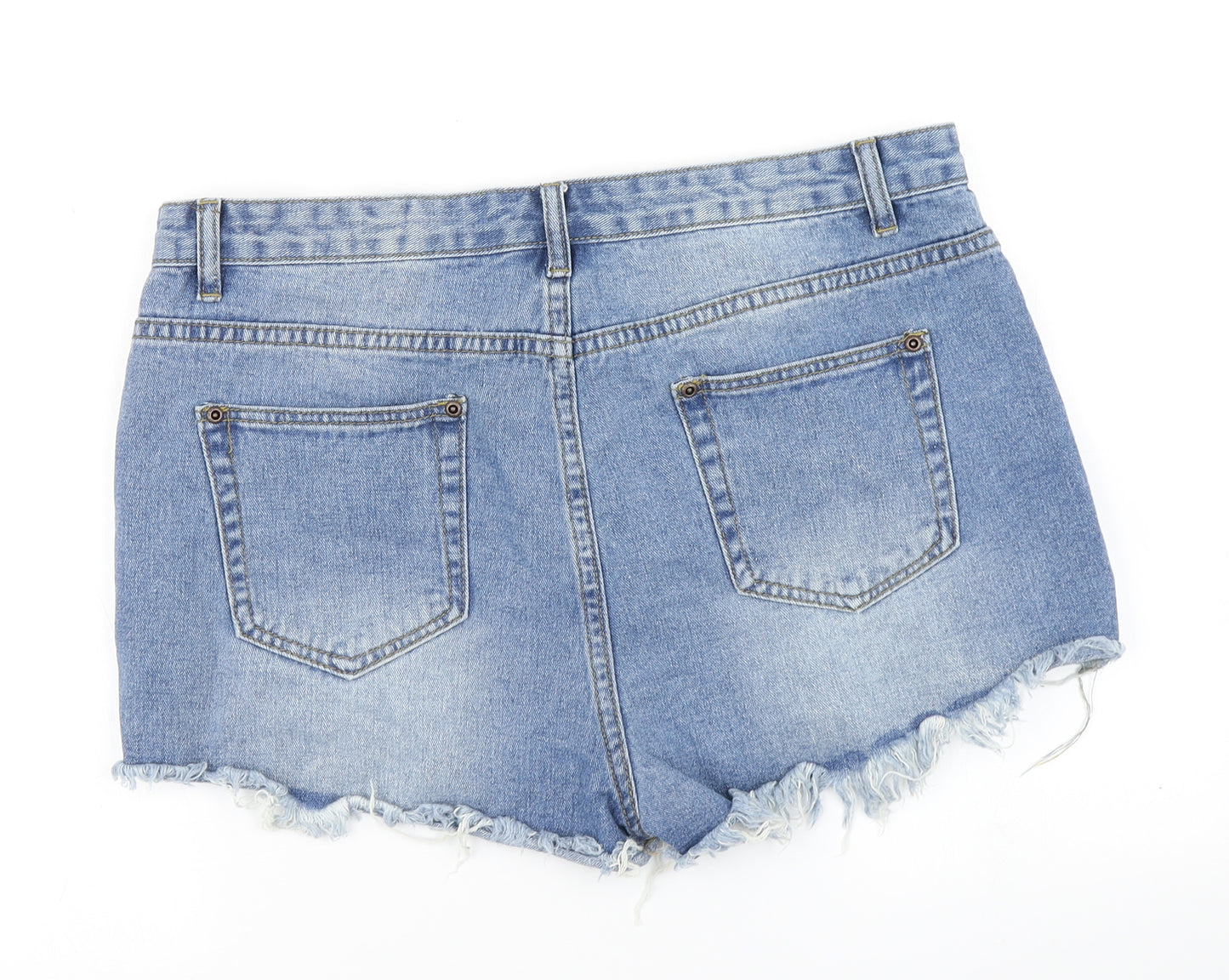 Boohoo Womens Blue  Denim Hot Pants Shorts Size 16