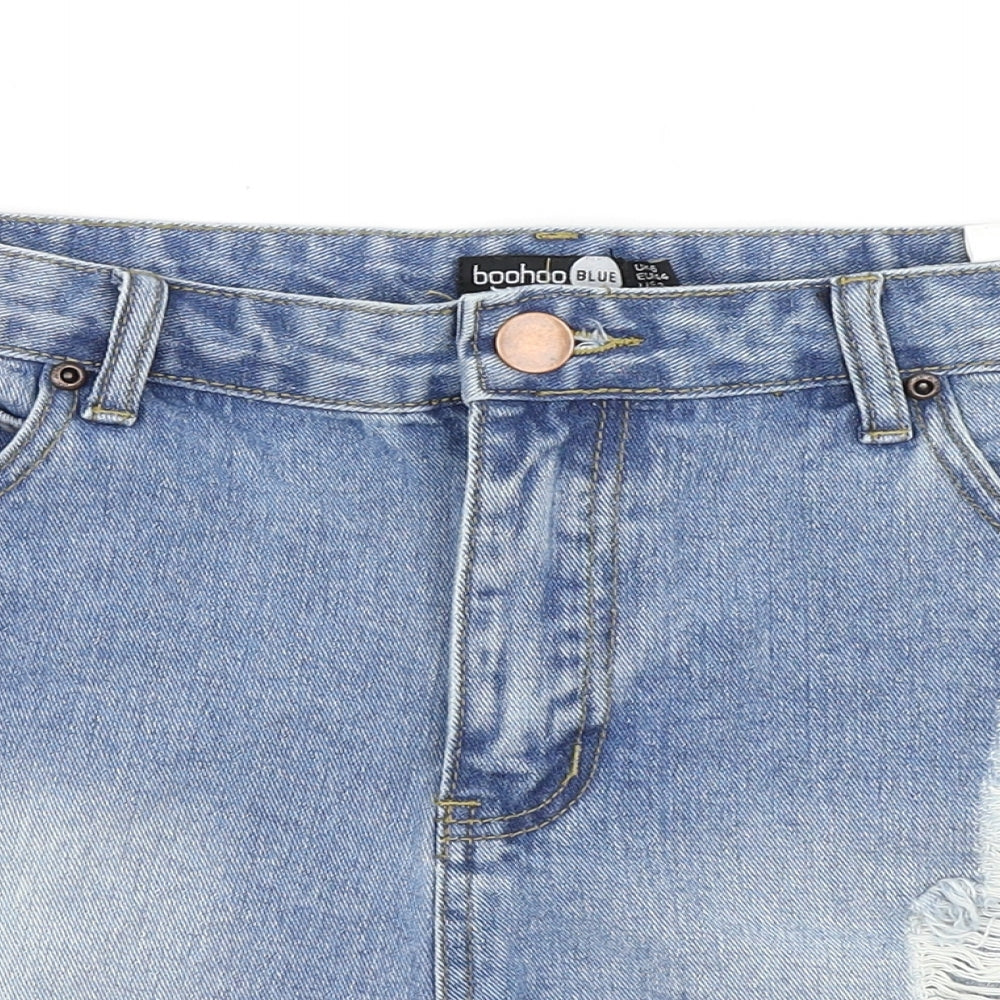 Boohoo Womens Blue  Denim Hot Pants Shorts Size 16