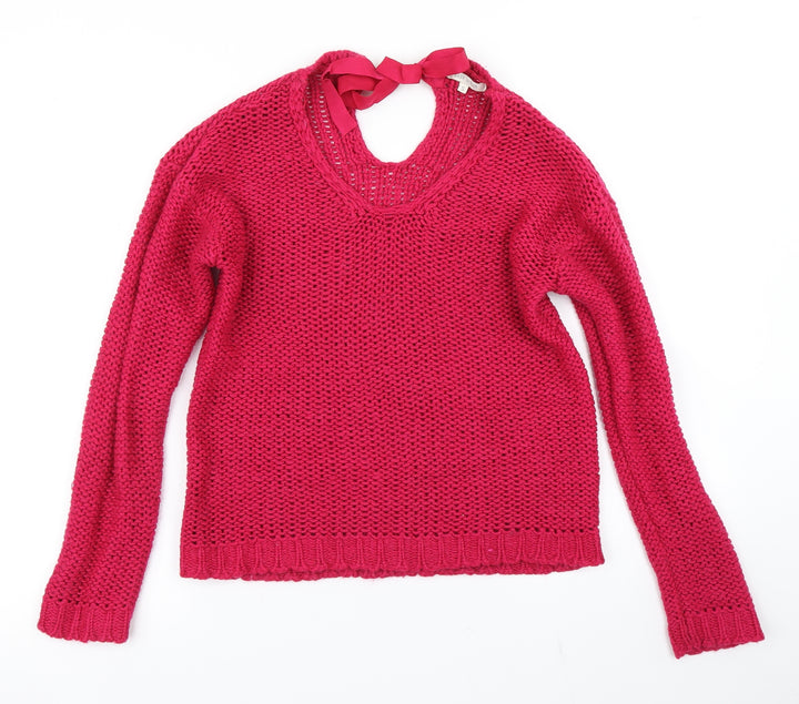 Easy Wear Womens Pink Knit Pullover Jumper Size S