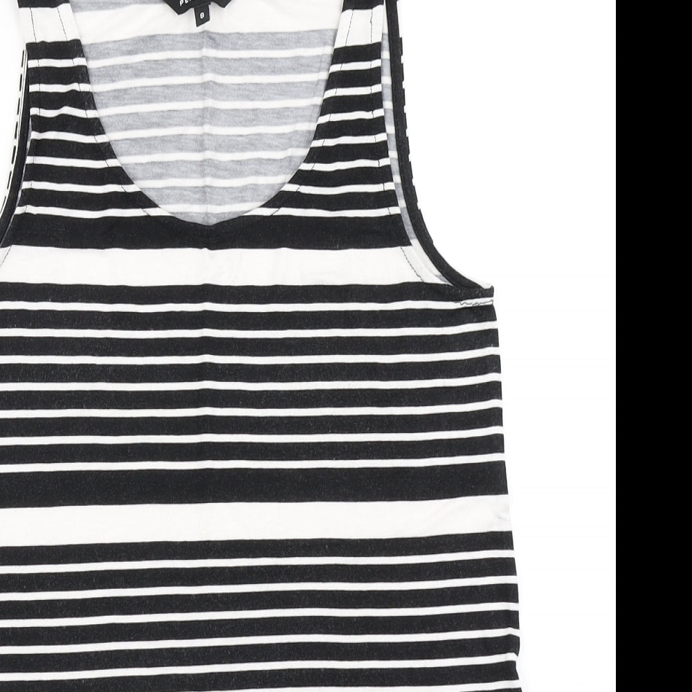 Peacocks Womens Black Striped  Basic Tank Size 8