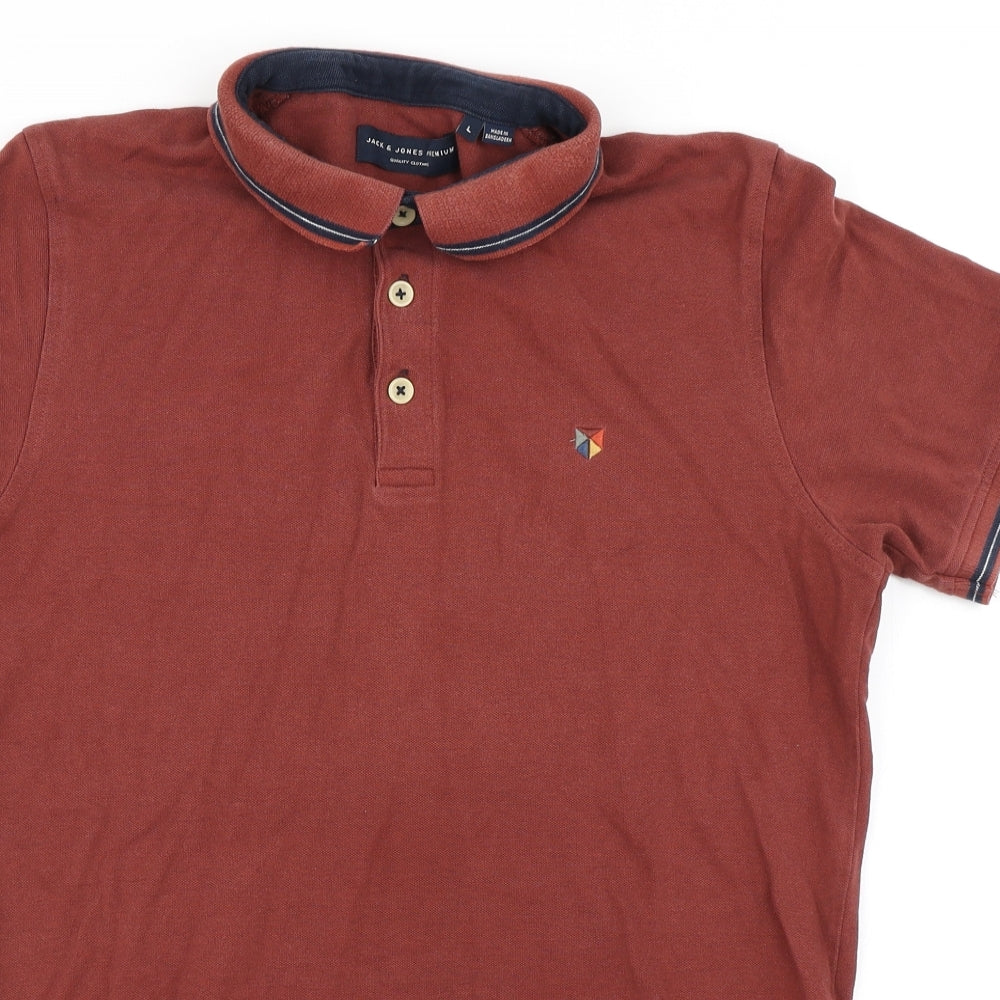 JACK & JONES Mens Brown    Polo Size L