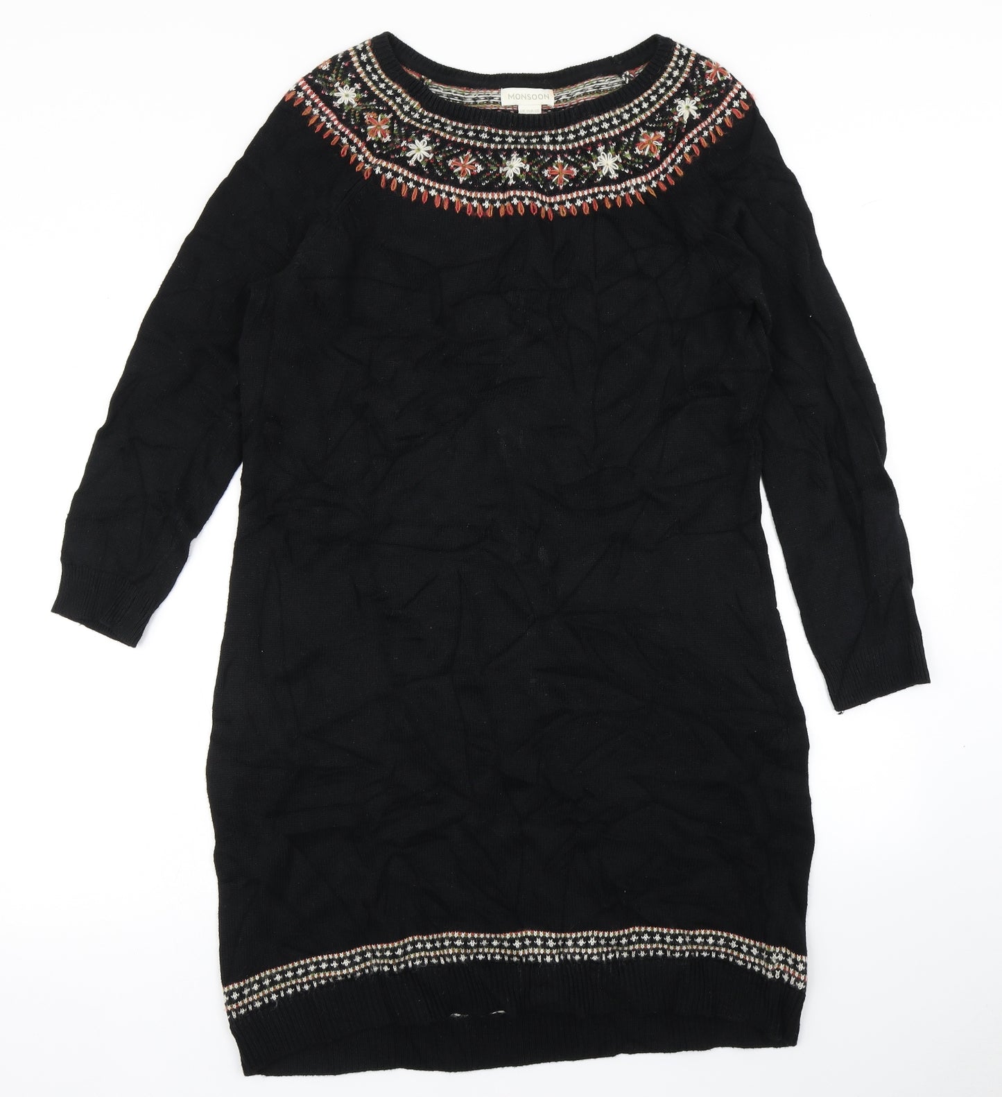 Monsoon Womens Black  Knit Jumper Dress  Size 14