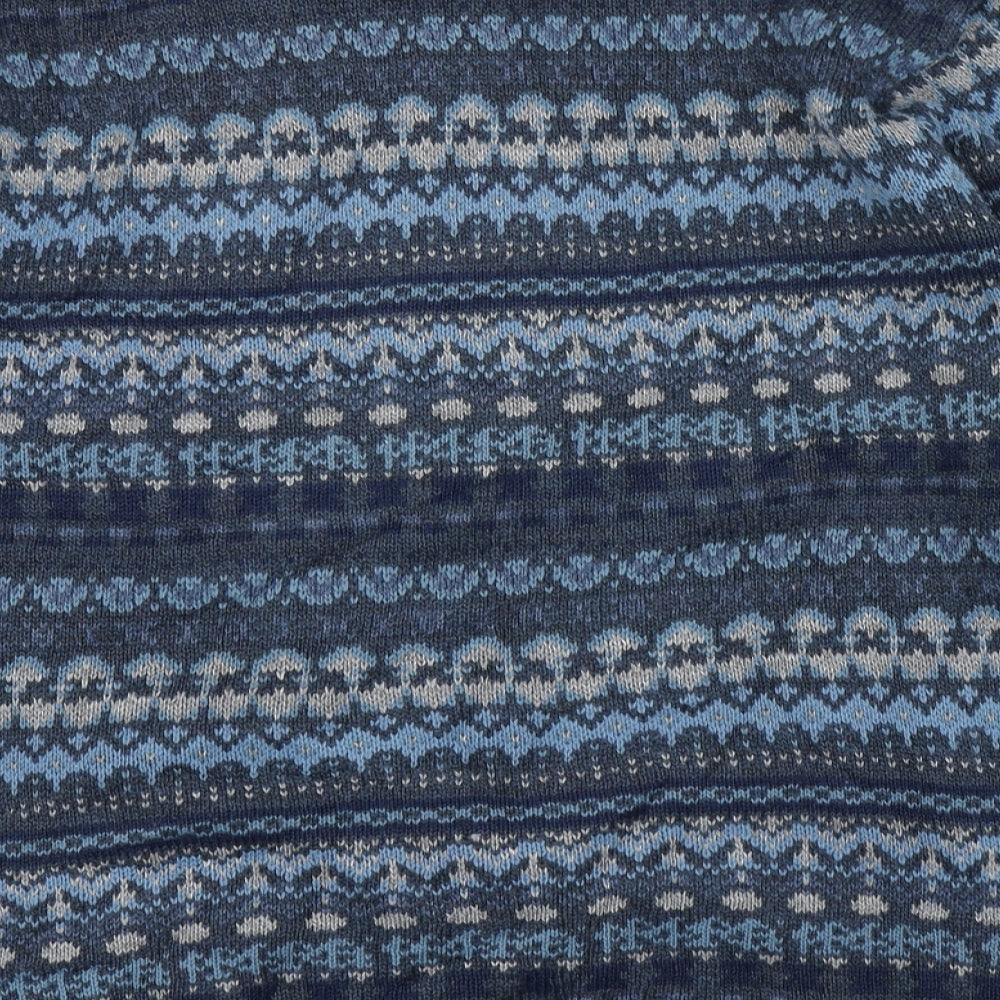 greenwoods Mens Blue Fair Isle Knit Pullover Jumper Size XL