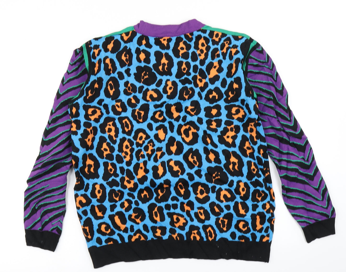 Topshop Womens Blue Animal Print Knit Pullover Jumper Size 8