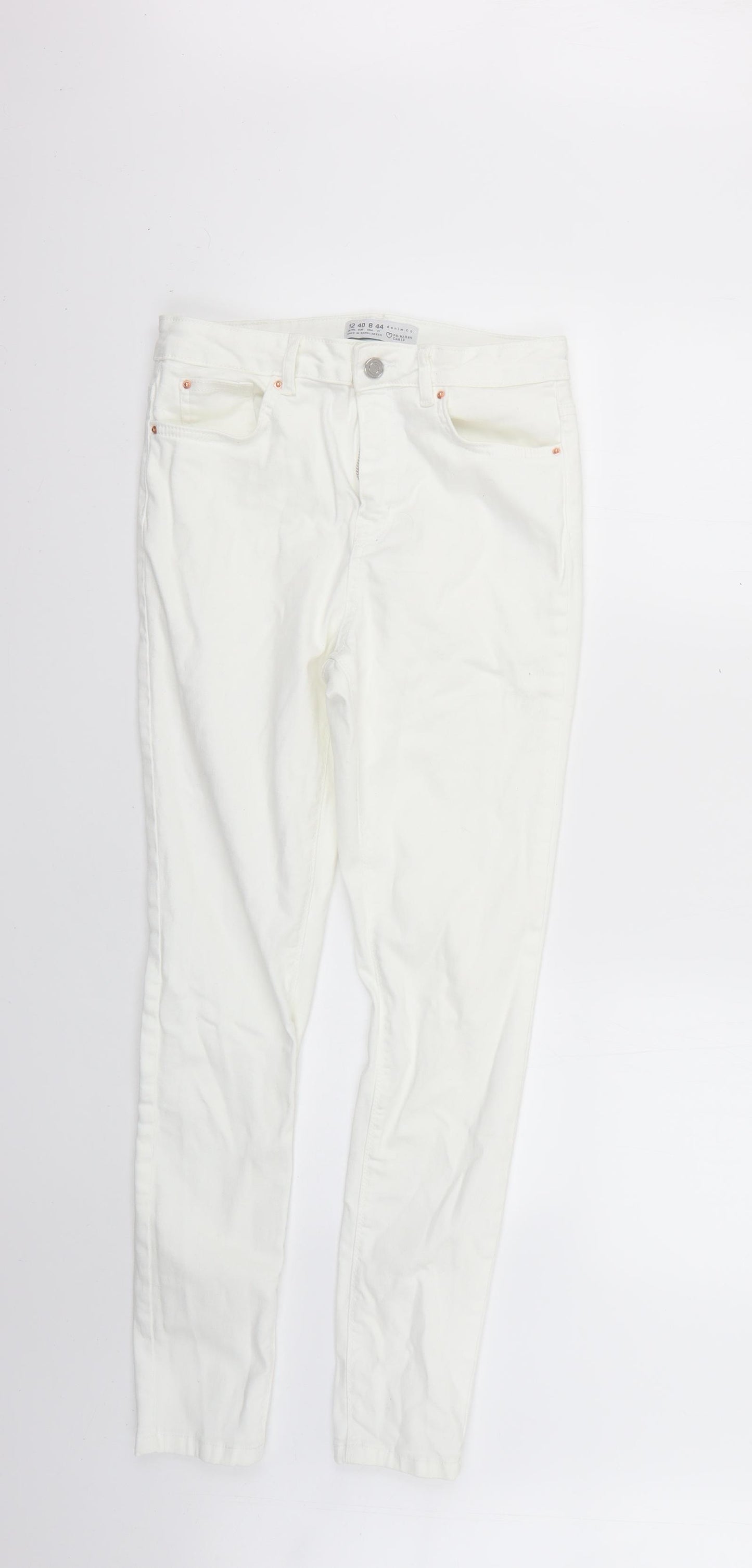 Denim & Co. Womens White   Skinny Jeans Size 12 L27 in